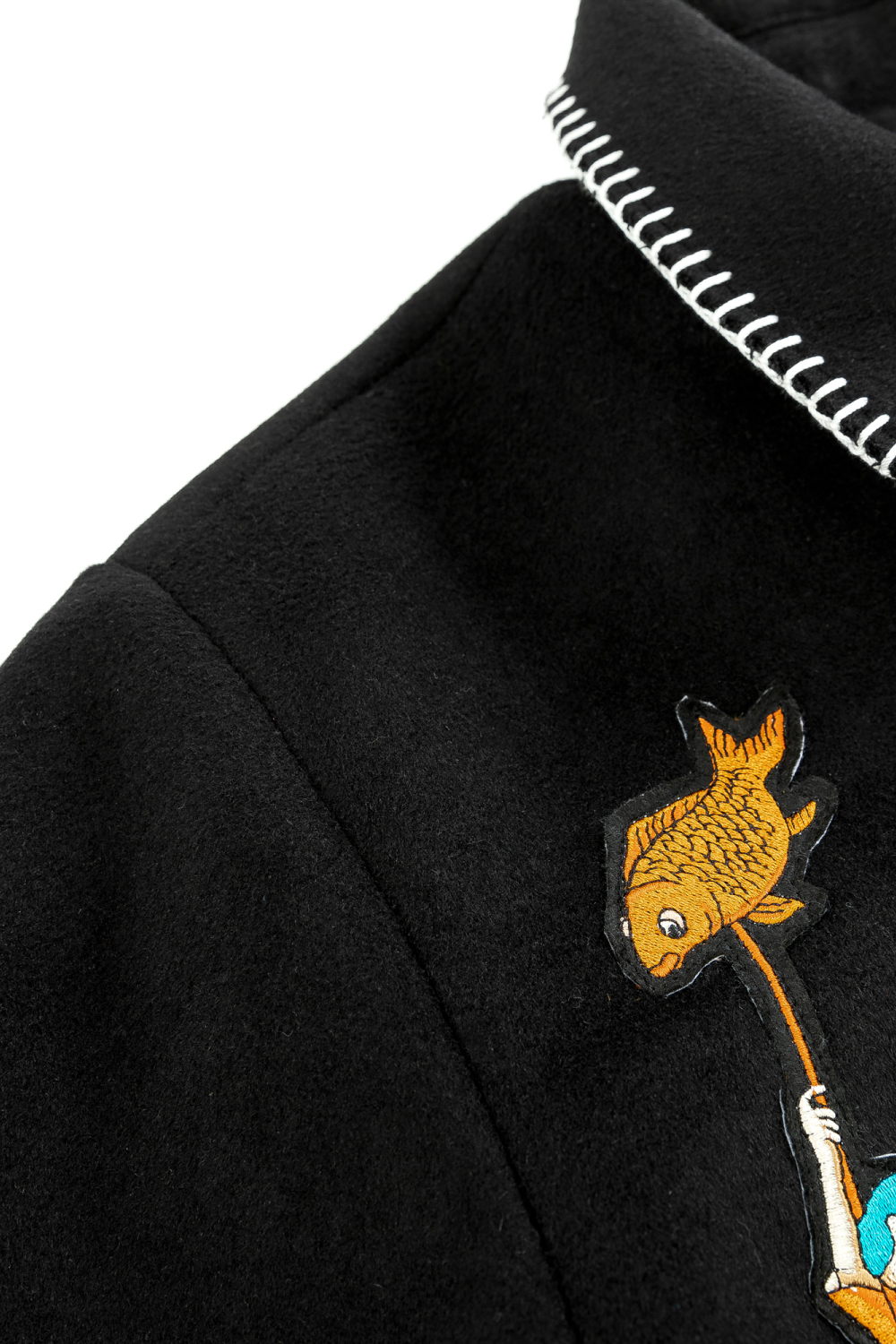 Chinese Motif Felted Wool Coat