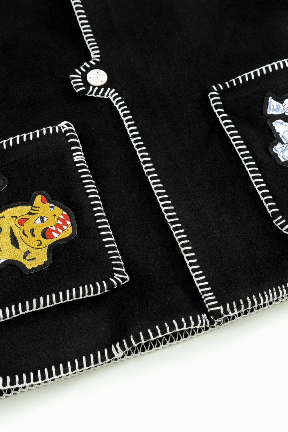 Chinese Motif Felted Wool Coat