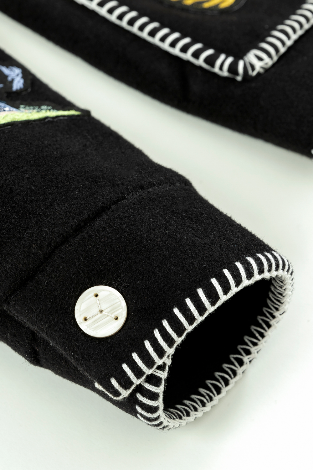 Chinese Motif Felted Wool Coat