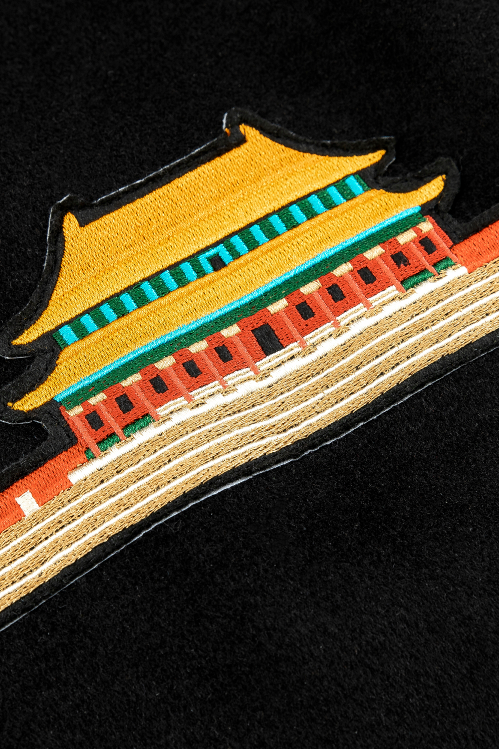 Chinese Motif Felted Wool Coat