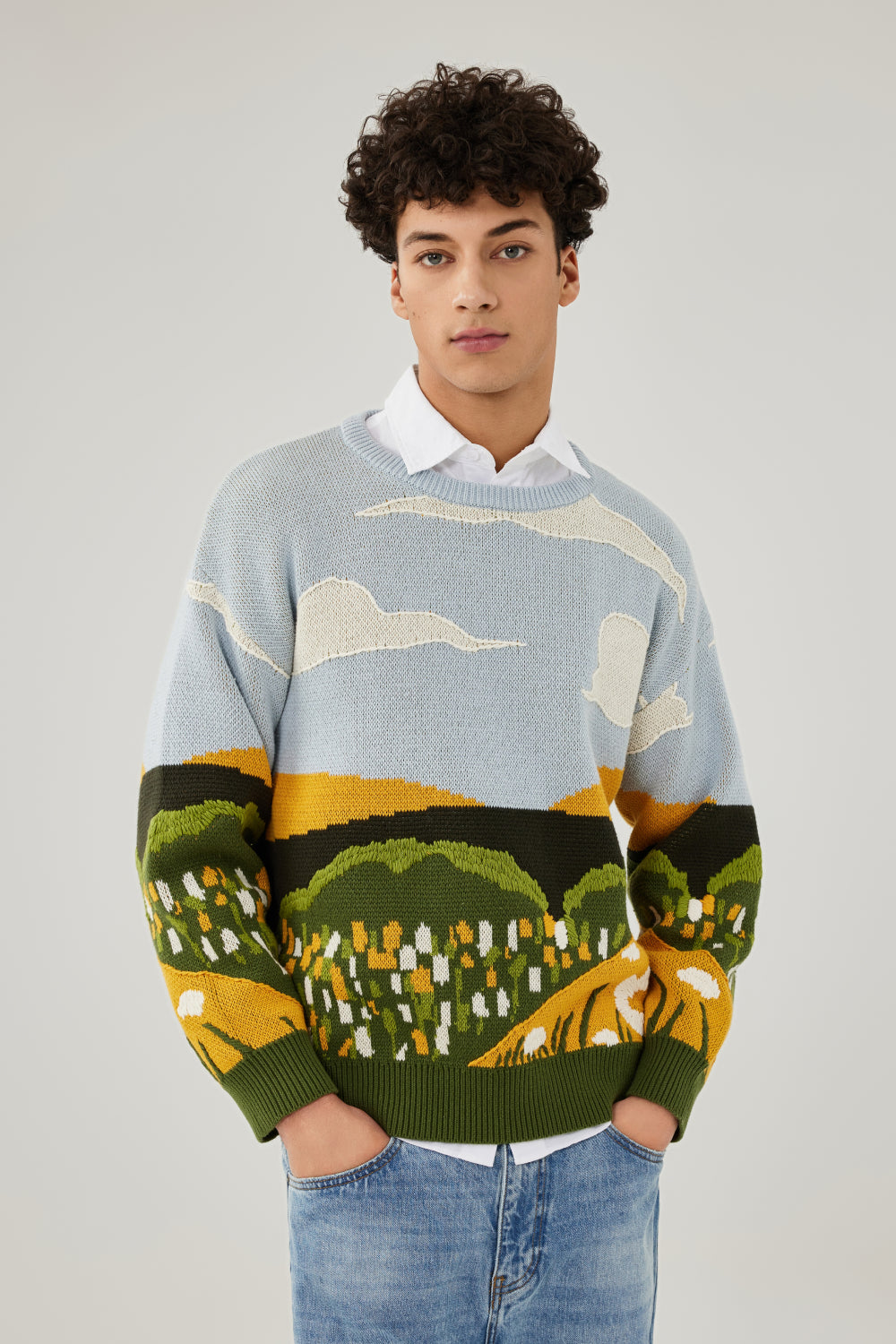 Garden Jacquard Embroidery Sweater