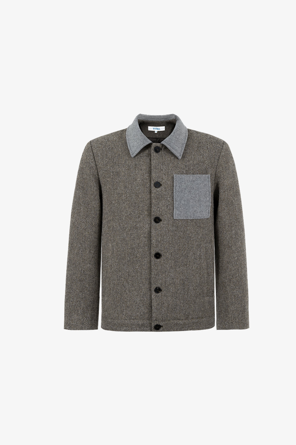 Contrast Collar Wool Jacket