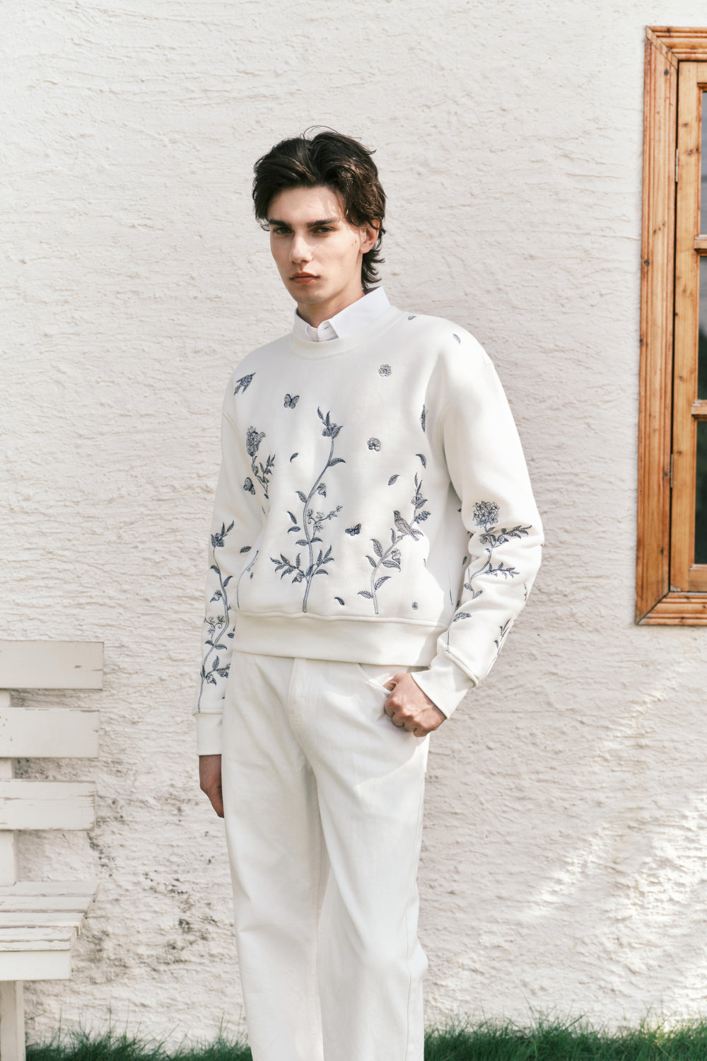 Fine China Embroidery Crewneck