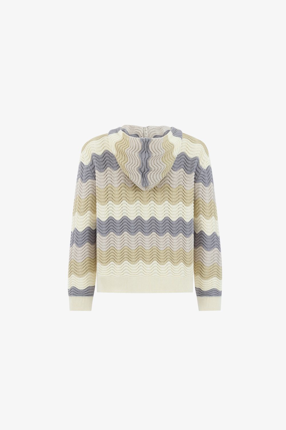 Beige Wave Crochet Knit Hoodie