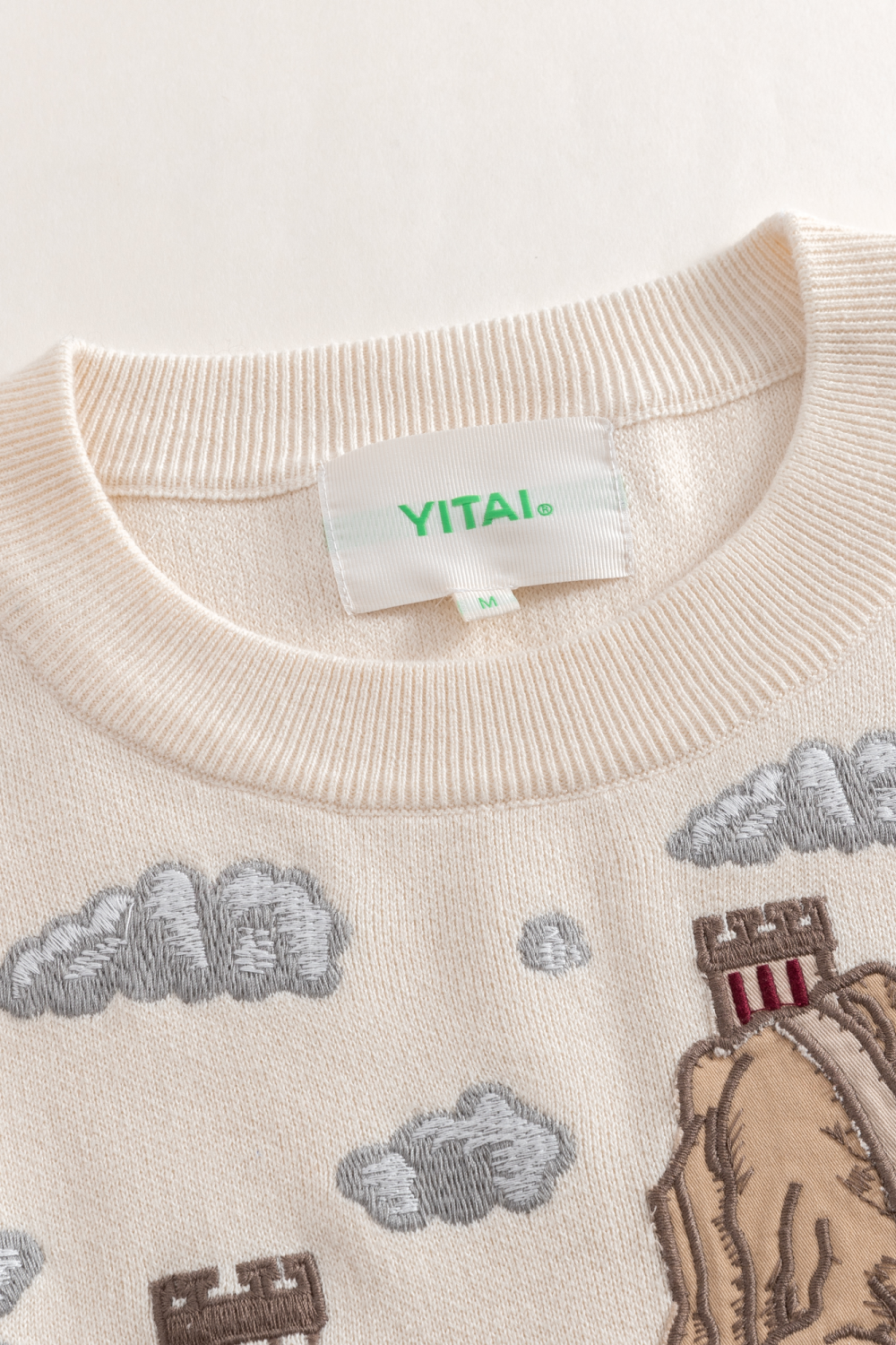 Great Wall Embroidered Crewneck Sweater