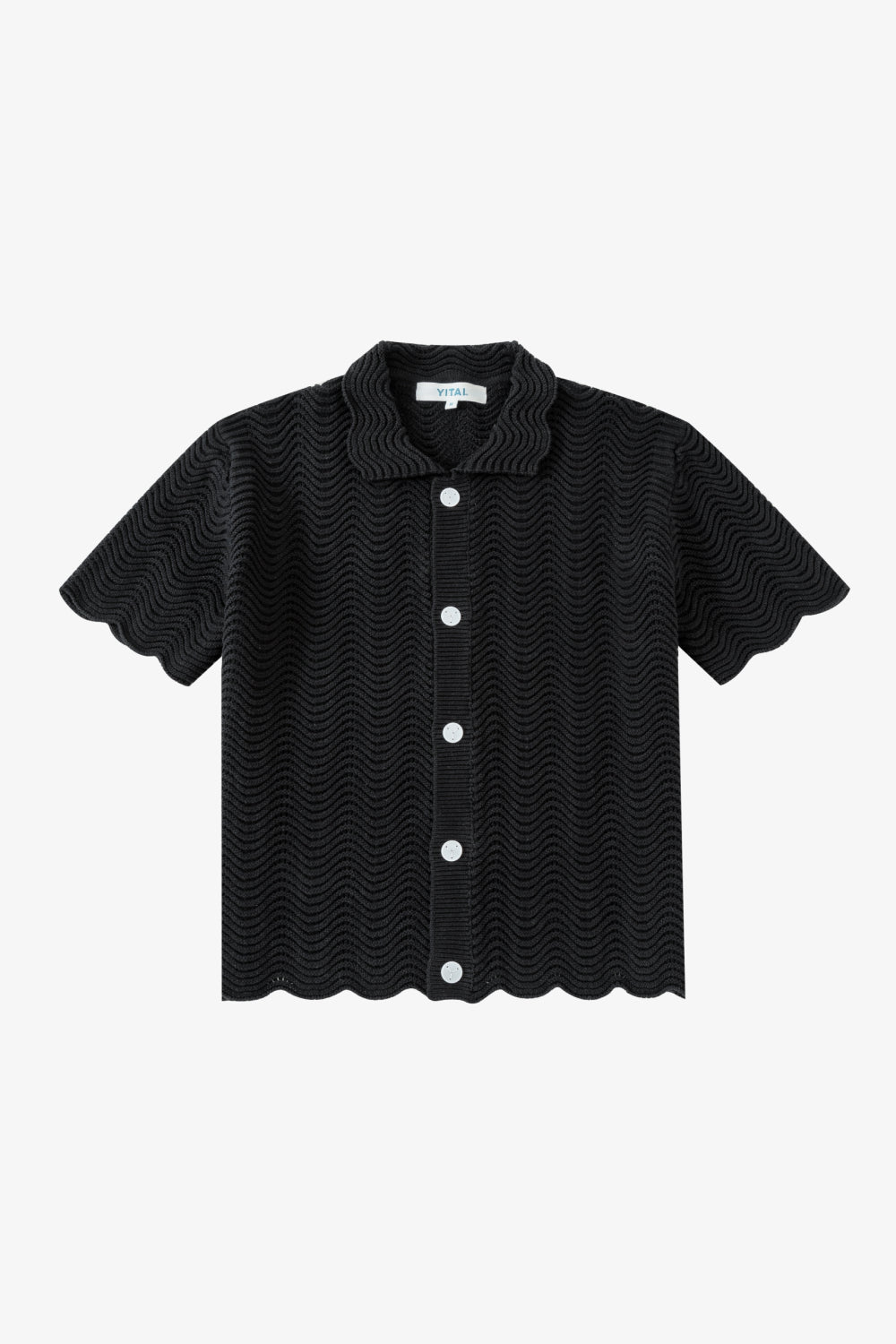 Black Shale Stitch Button Up
