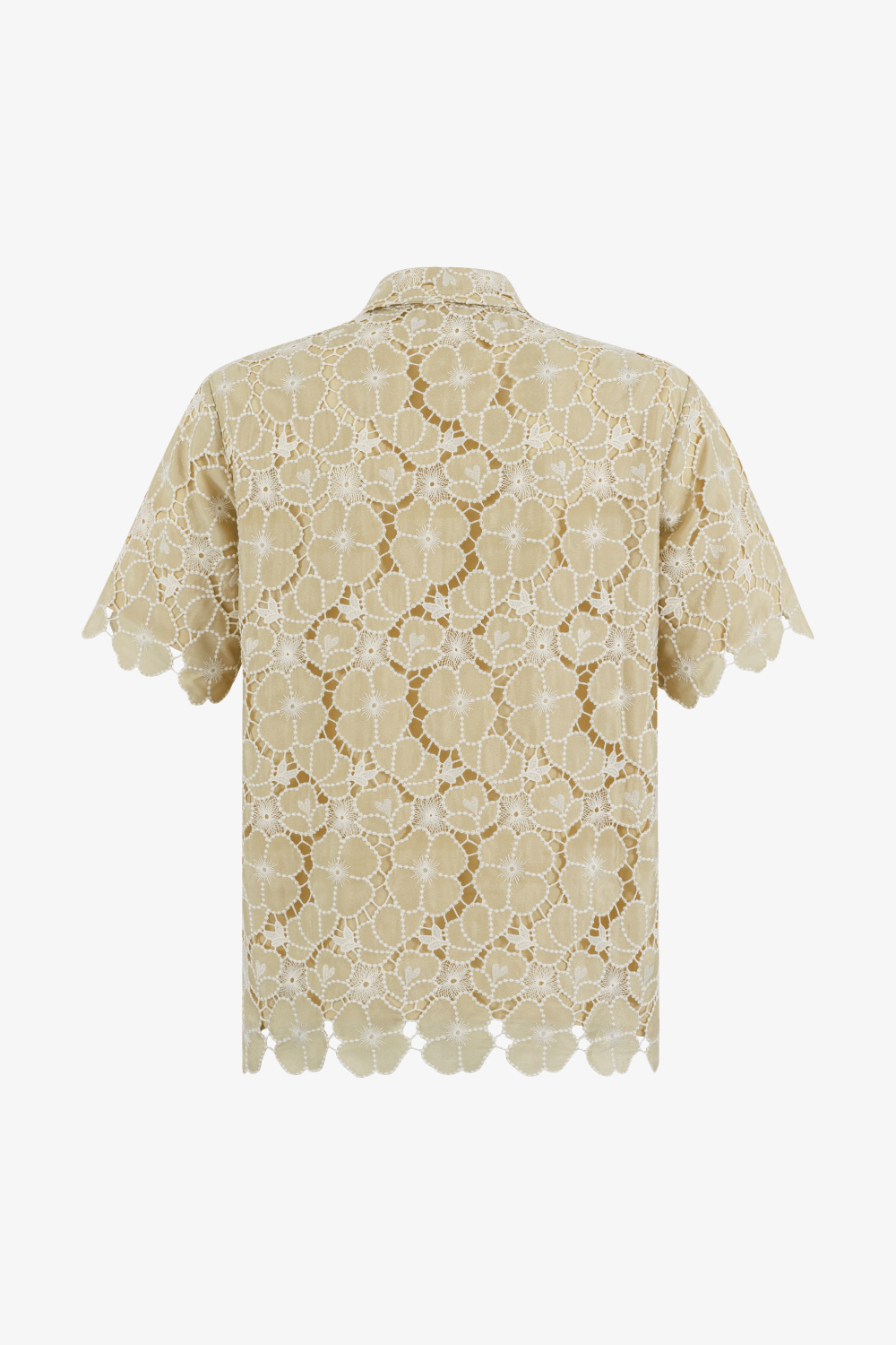Beige Textural Guipure Shirt