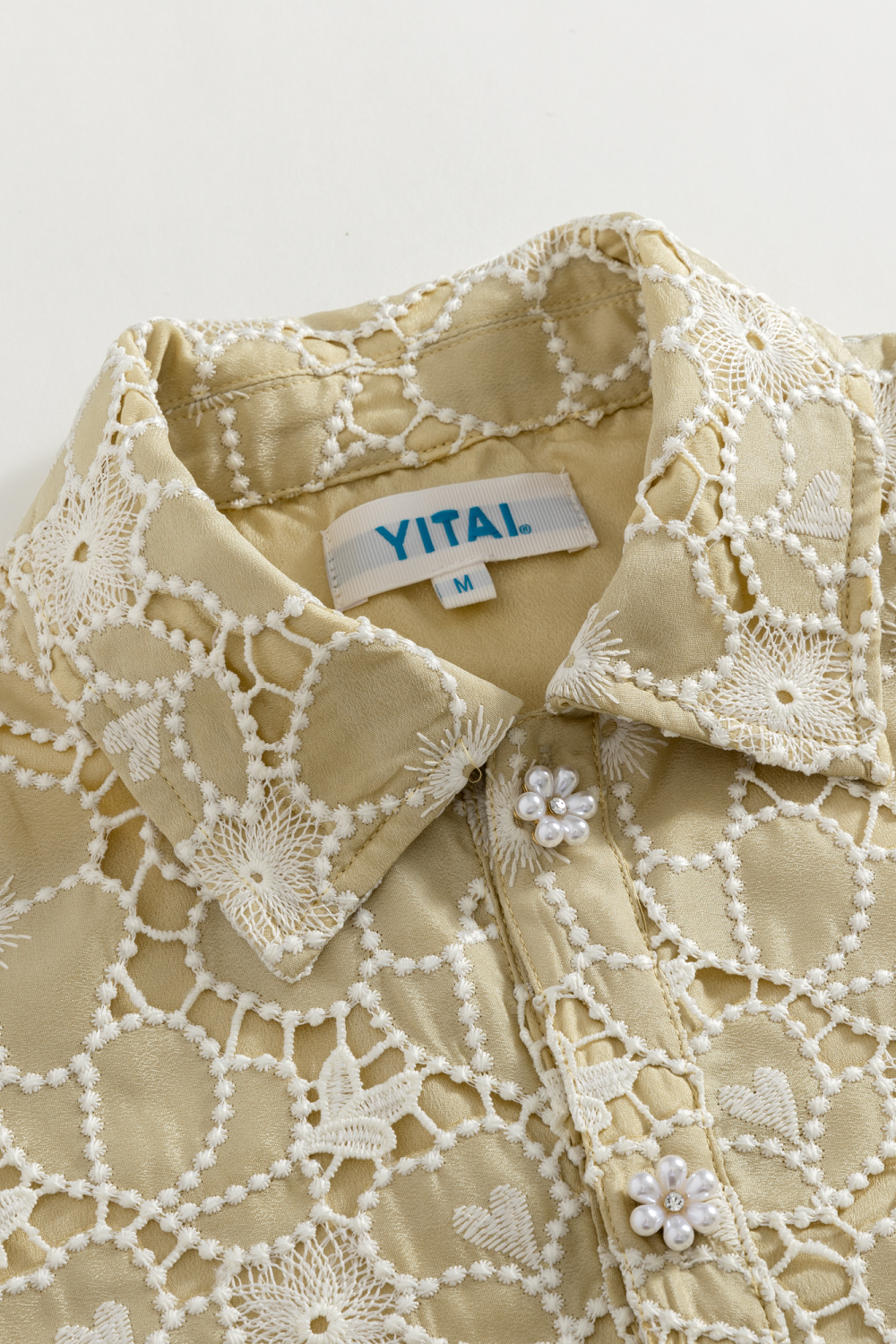 Beige Textural Guipure Shirt