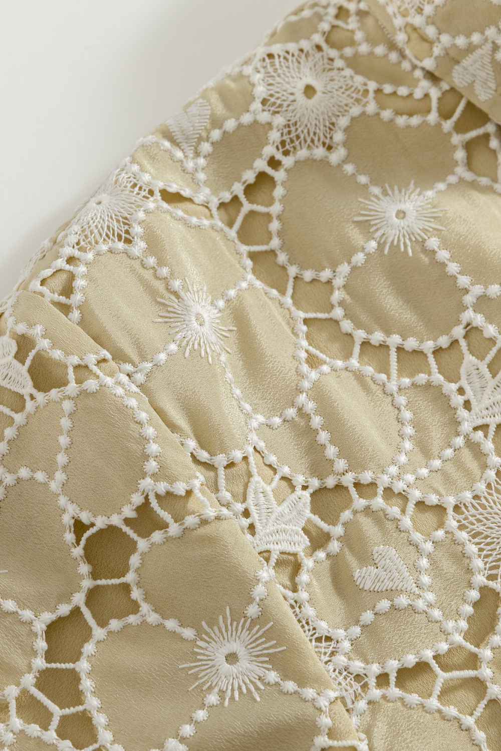 Beige Textural Guipure Shirt