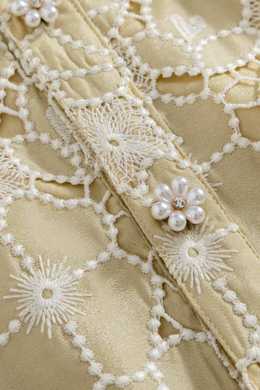 Beige Textural Guipure Shirt