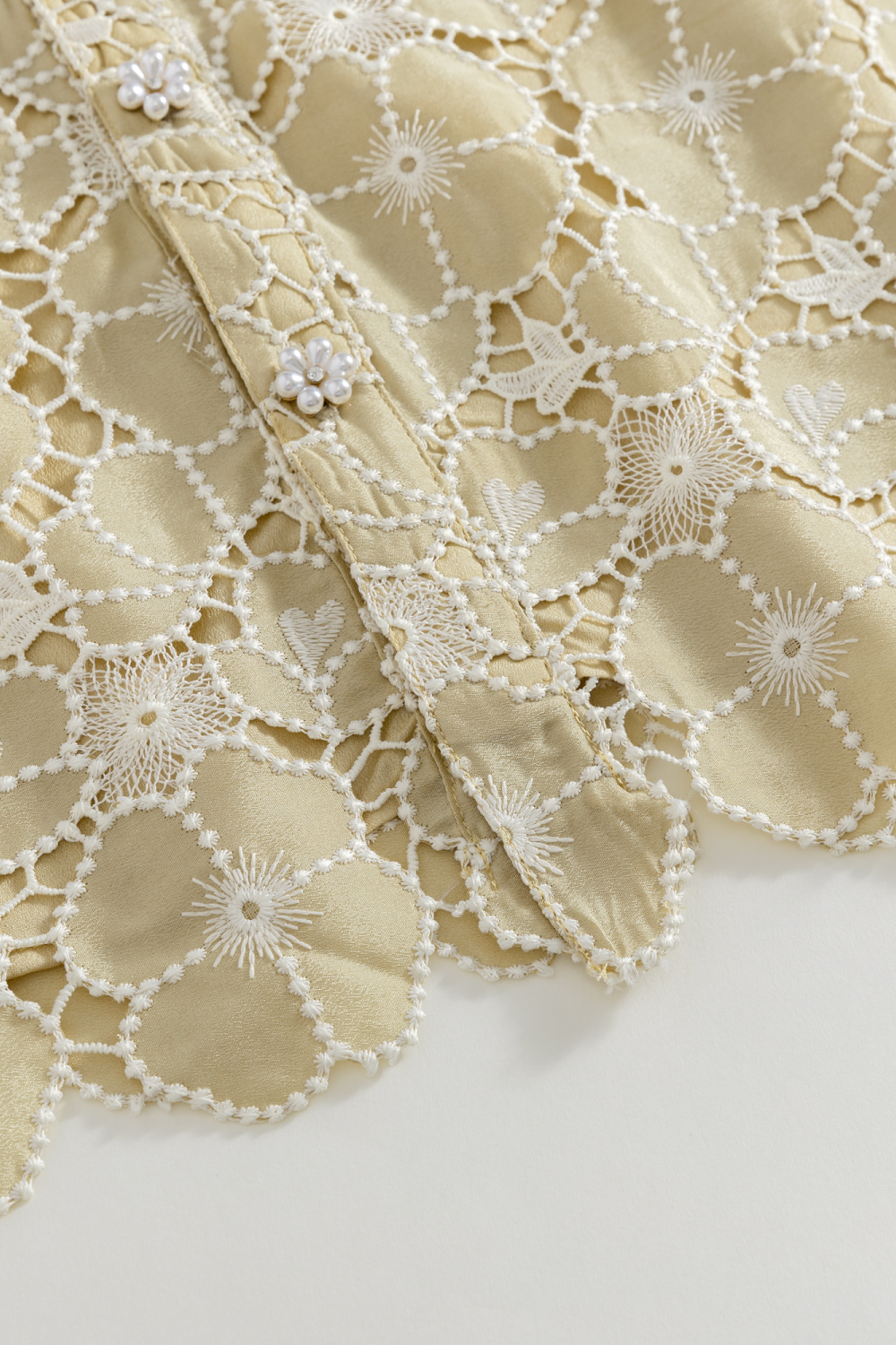 Beige Textural Guipure Shirt