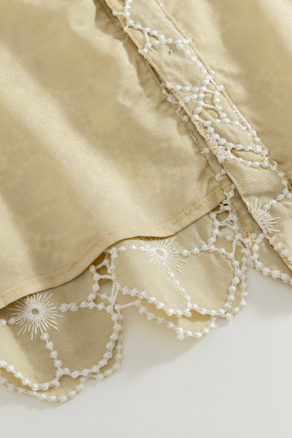 Beige Textural Guipure Shirt