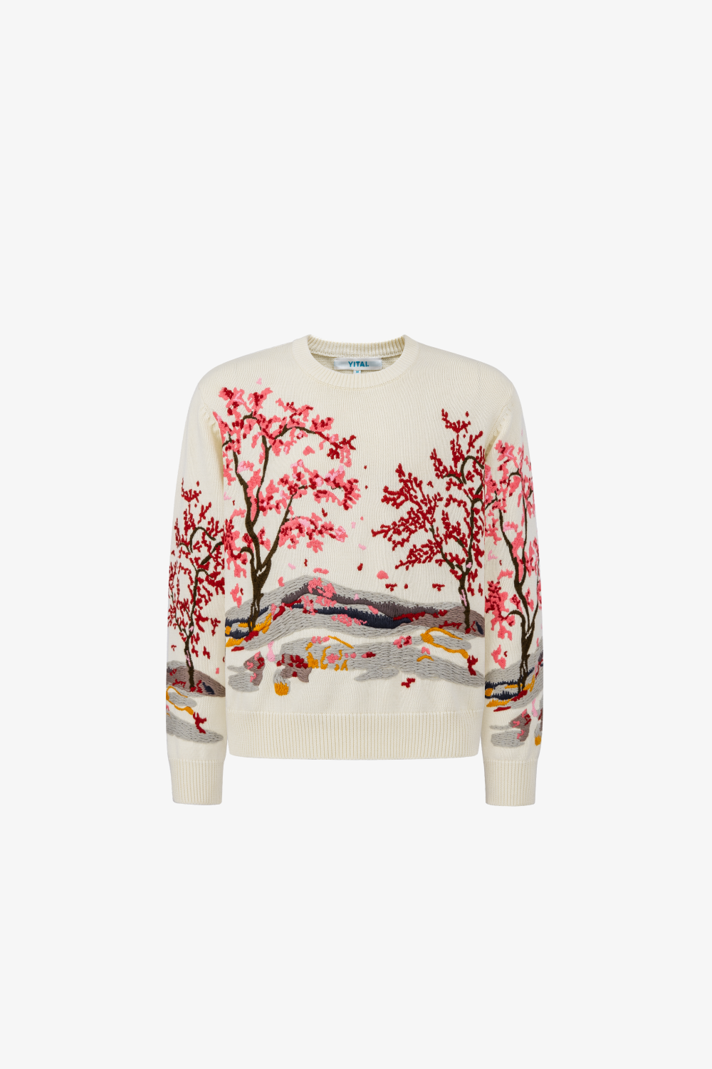 Sakura Blossom Embroidered Knit Sweater