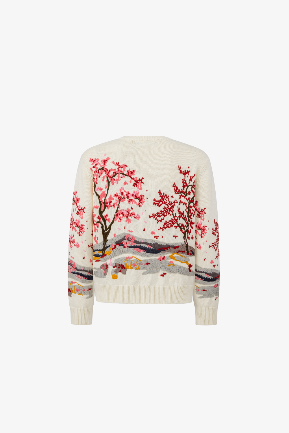 Sakura Blossom Embroidered Knit Sweater