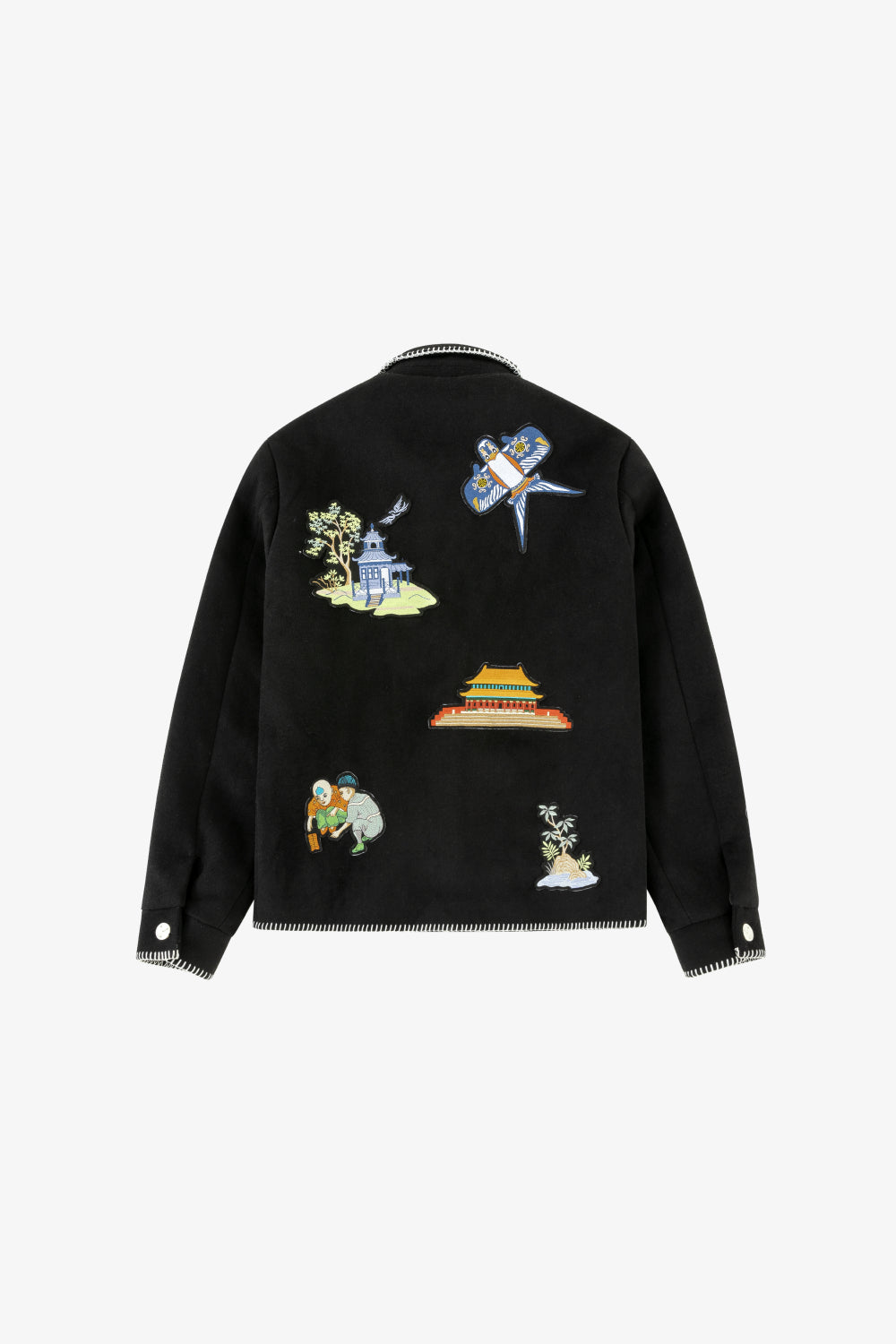 Chinese Motif Felted Wool Coat