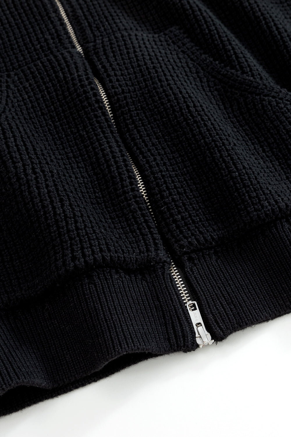 Waffle Knit Zip Hoodie