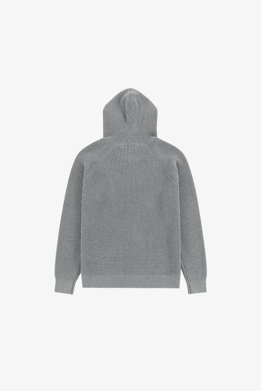 Grey Waffle Knit Zip Hoodie