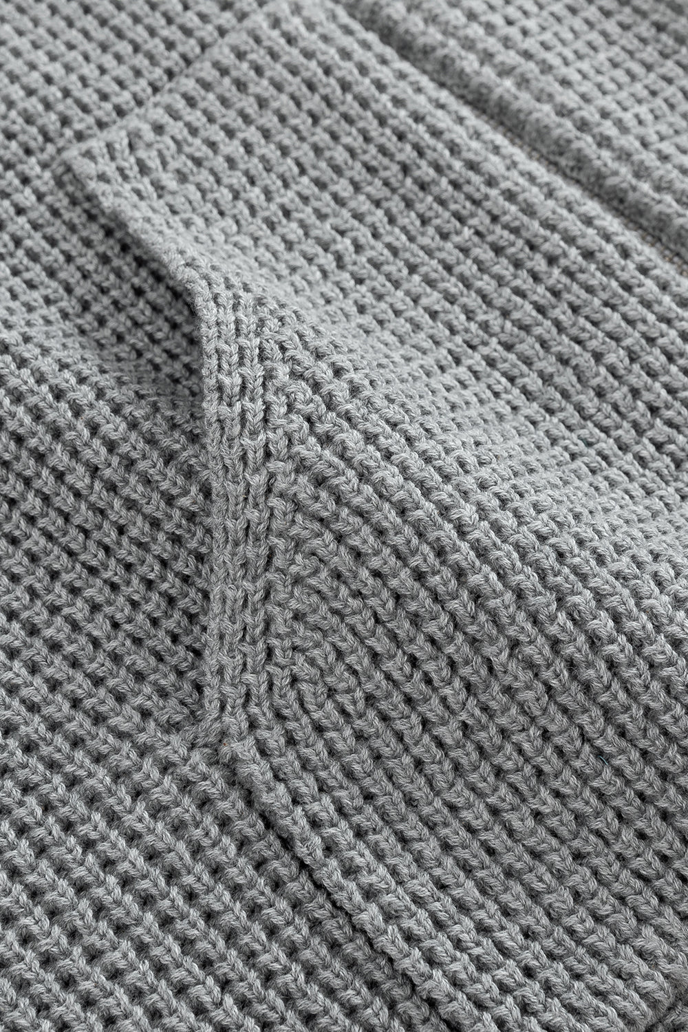 Grey Waffle Knit Zip Hoodie