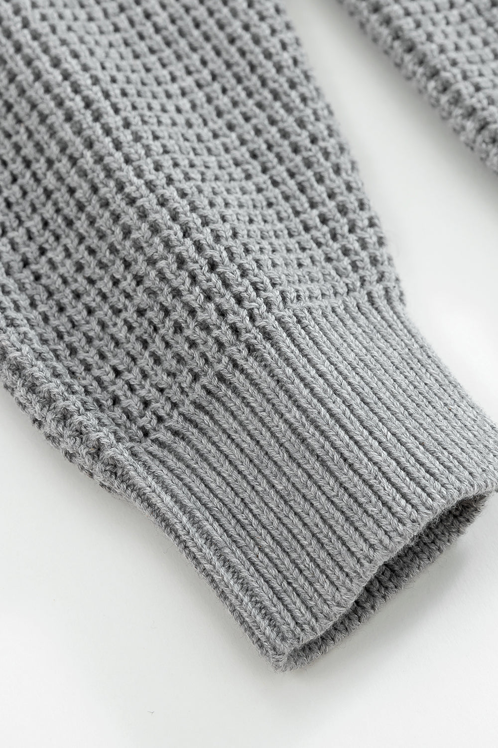 Grey Waffle Knit Zip Hoodie