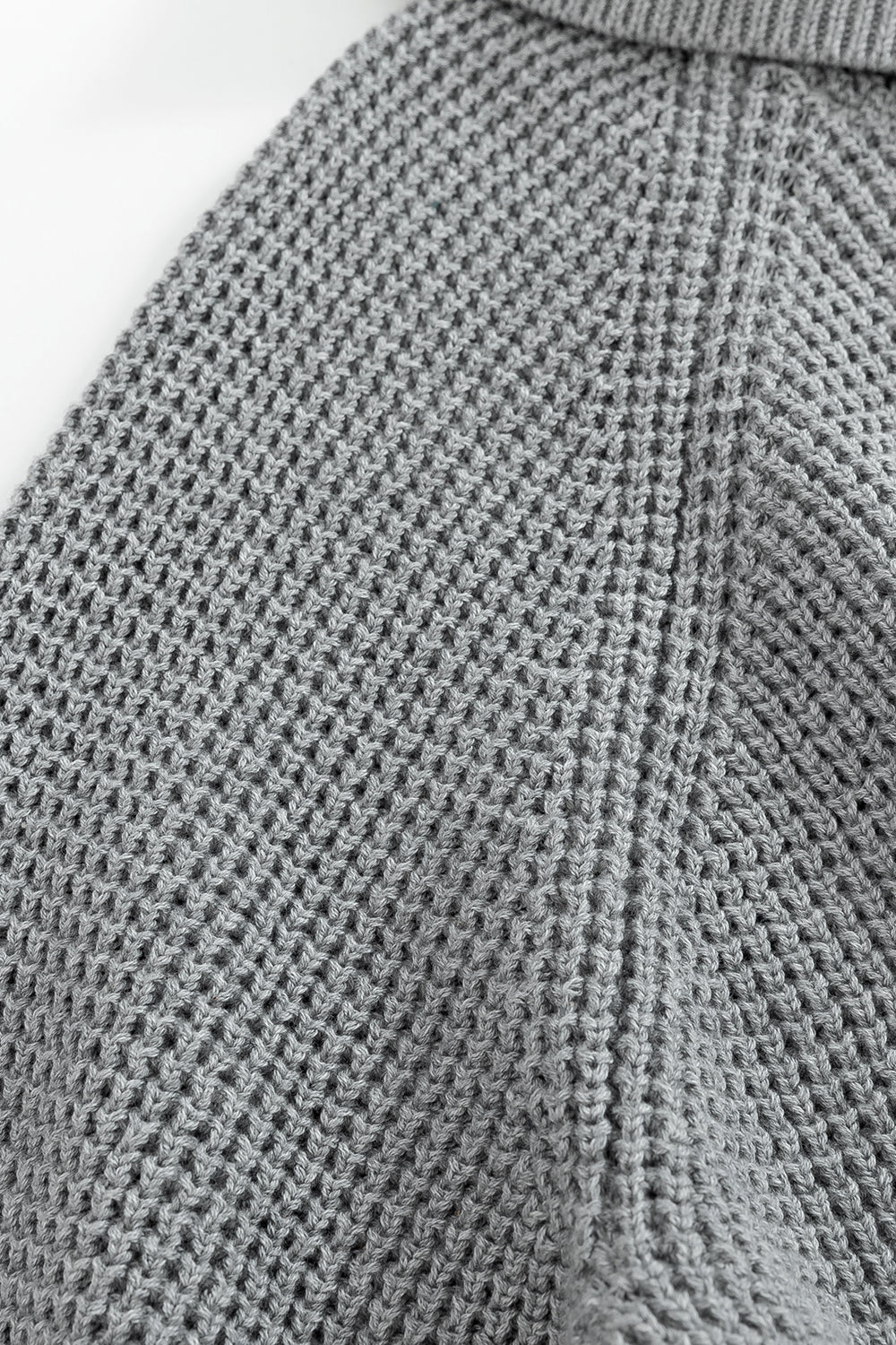 Grey Waffle Knit Zip Hoodie