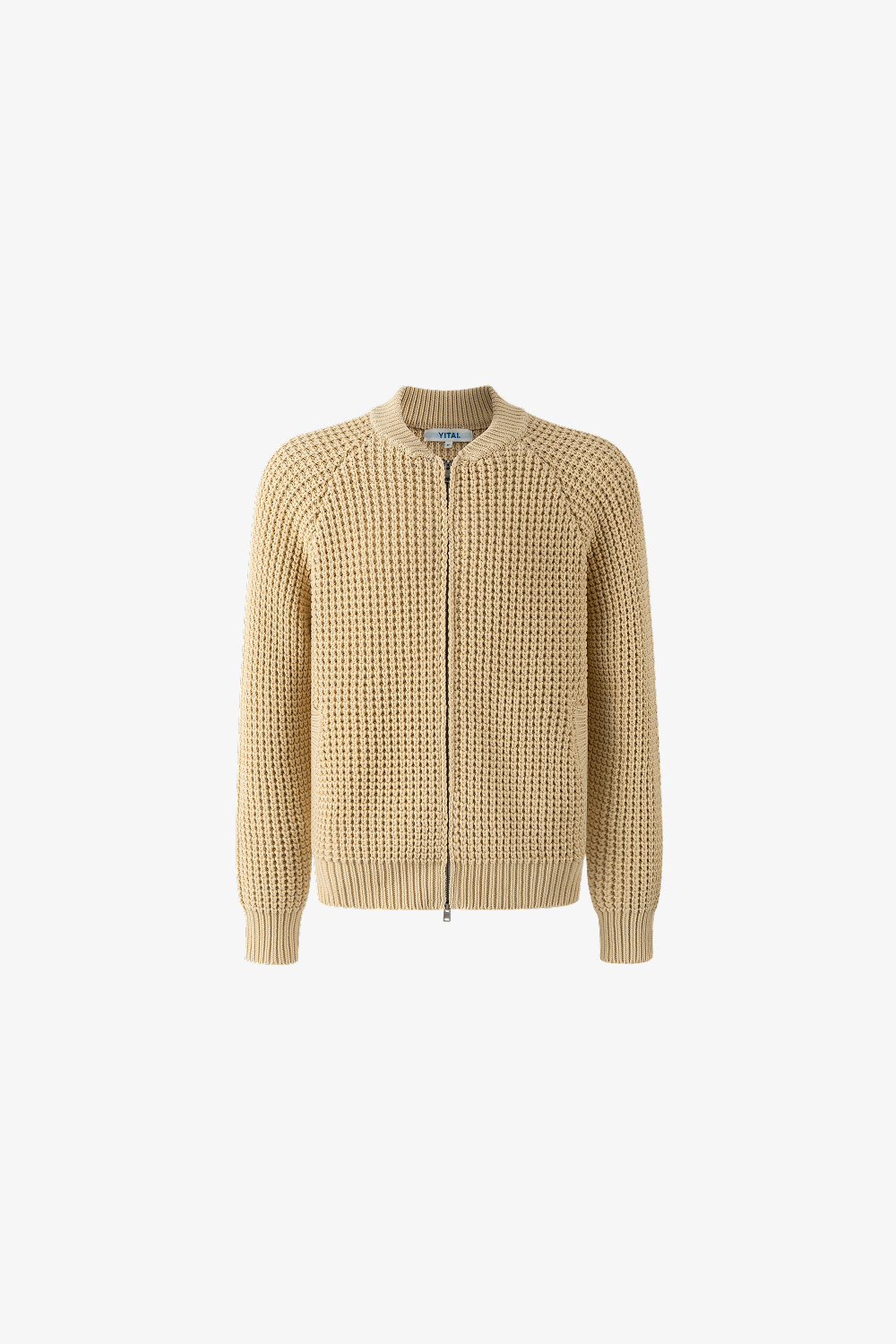 Beige Waffle Knit Bomber