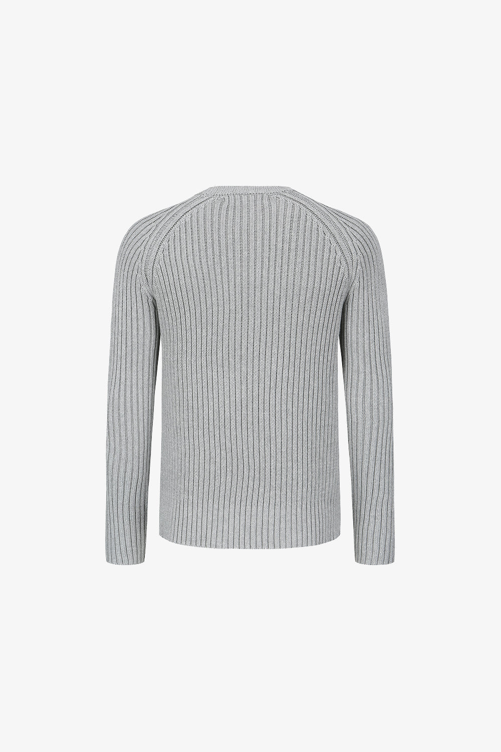 Gray ribbed sweater on a white background