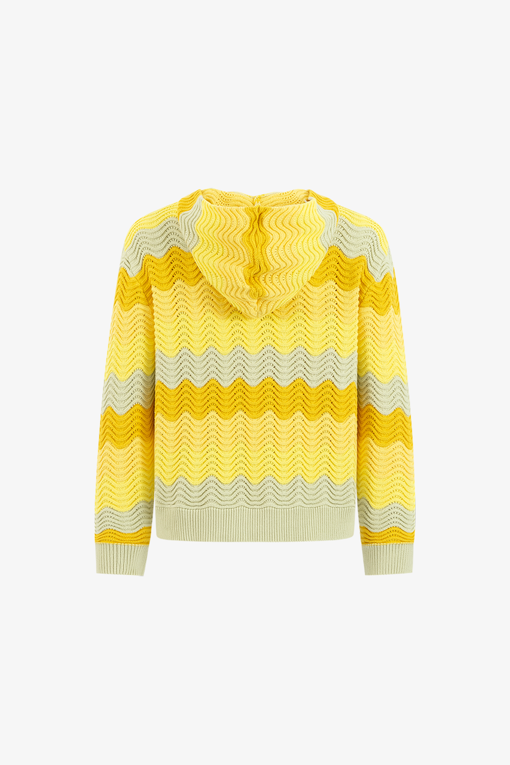 Wavy Stripe Zip-Up Knit Hoodie