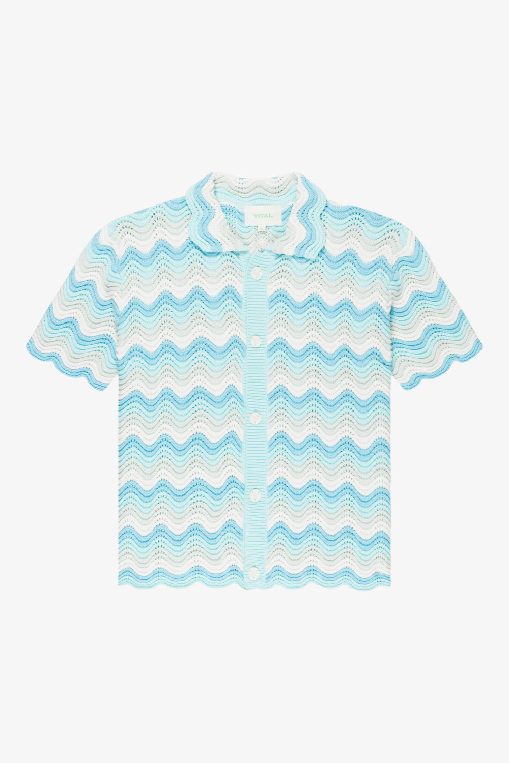 Sky Blue Shale Stitch Button Up