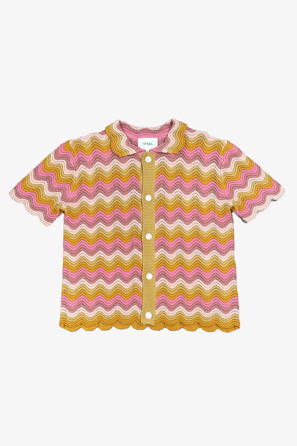 Pink & Marigold Shale Stitch Button-Up