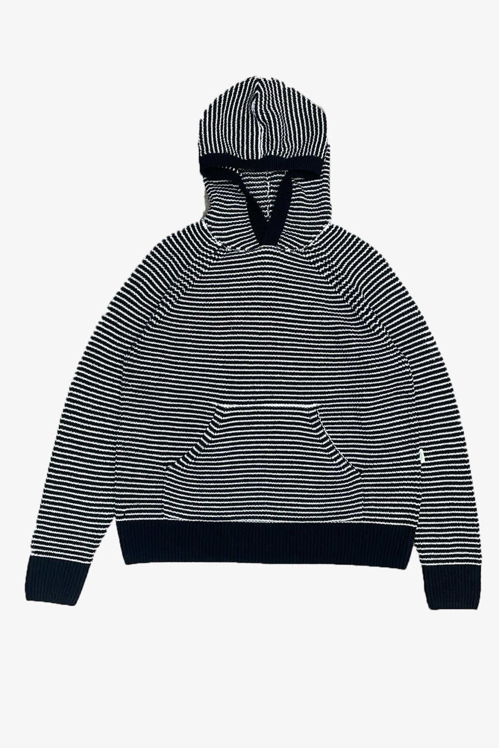 Black Striped Knit Hoodie