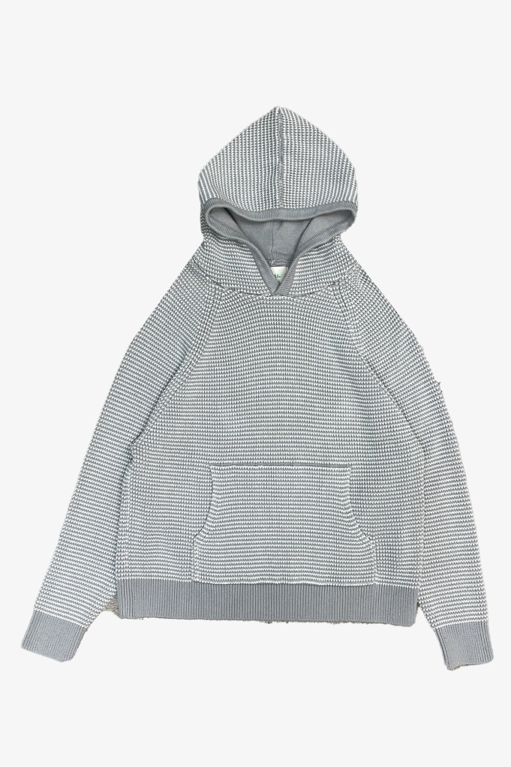 Grey Striped Knit Hoodie