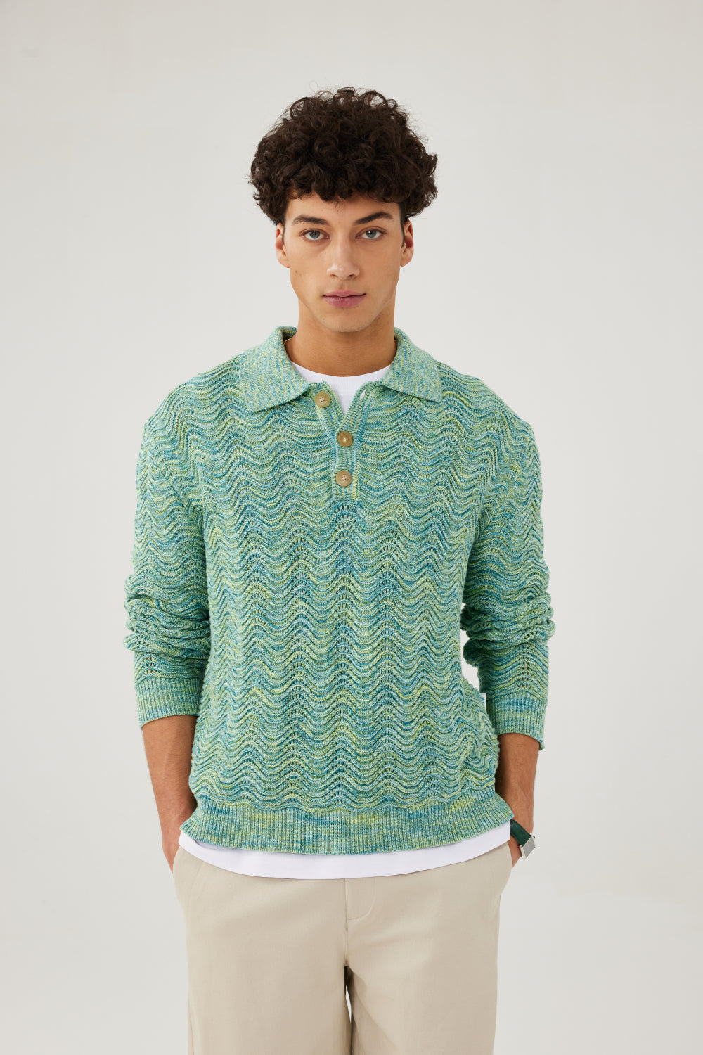 Mélange Shale Stitch Henley
