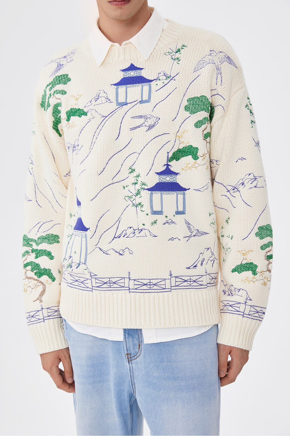 Porcelain Garden Embroidery Sweater