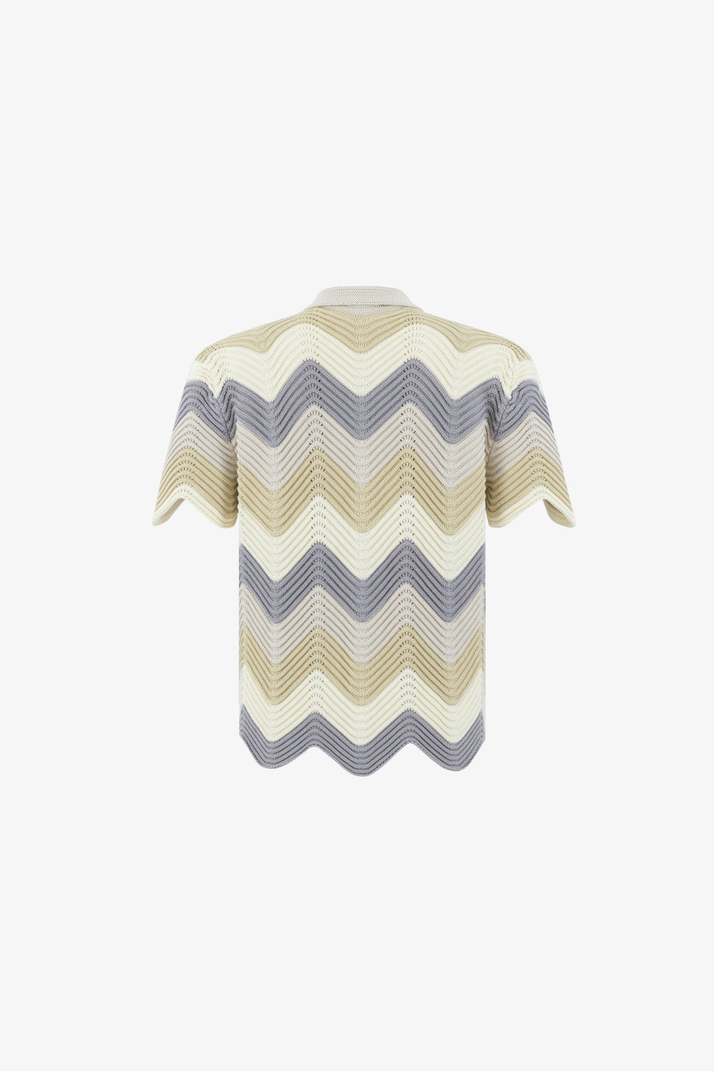 Beige Wave Crochet Knit Shirt
