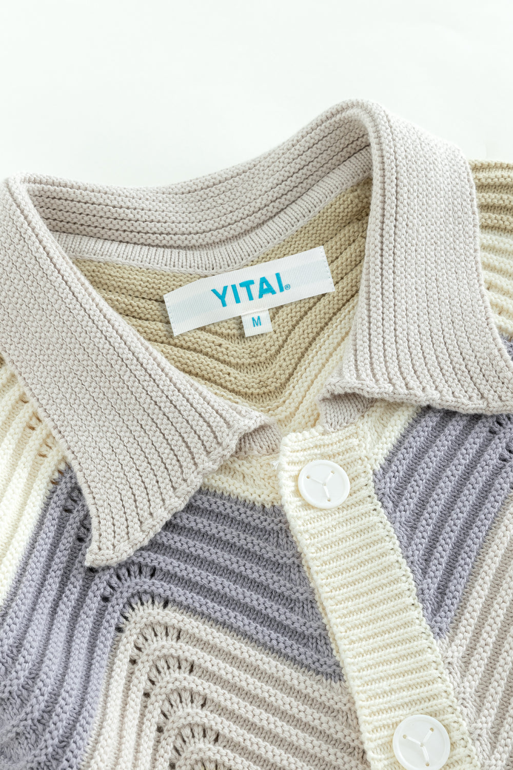 Beige Wave Crochet Knit Shirt