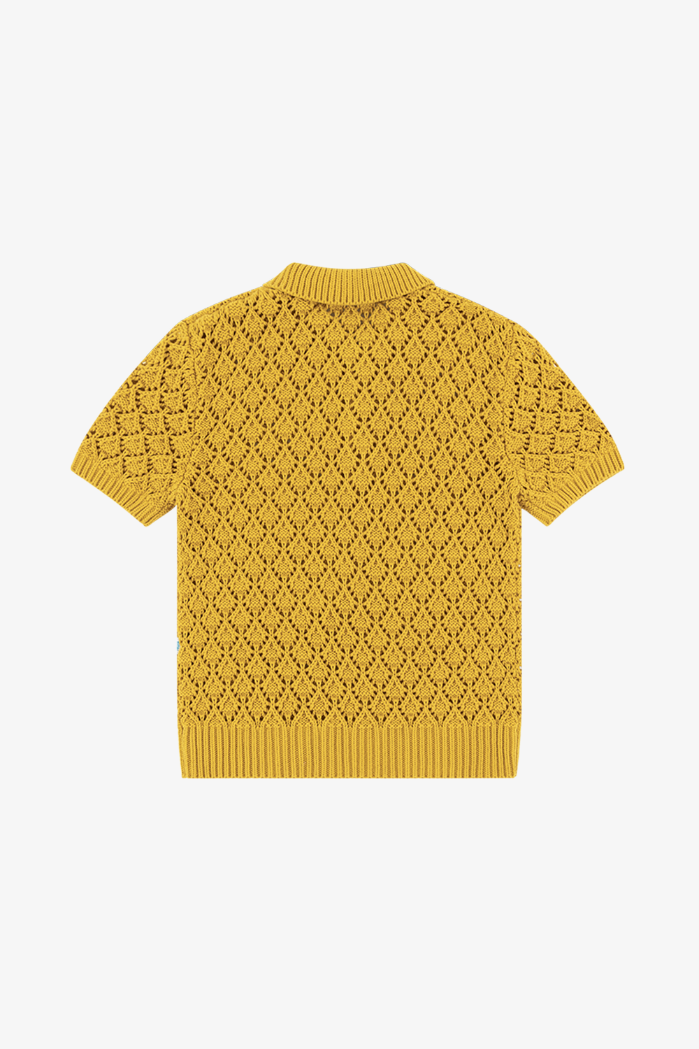 Mustard Open-Knit Polo Shirt
