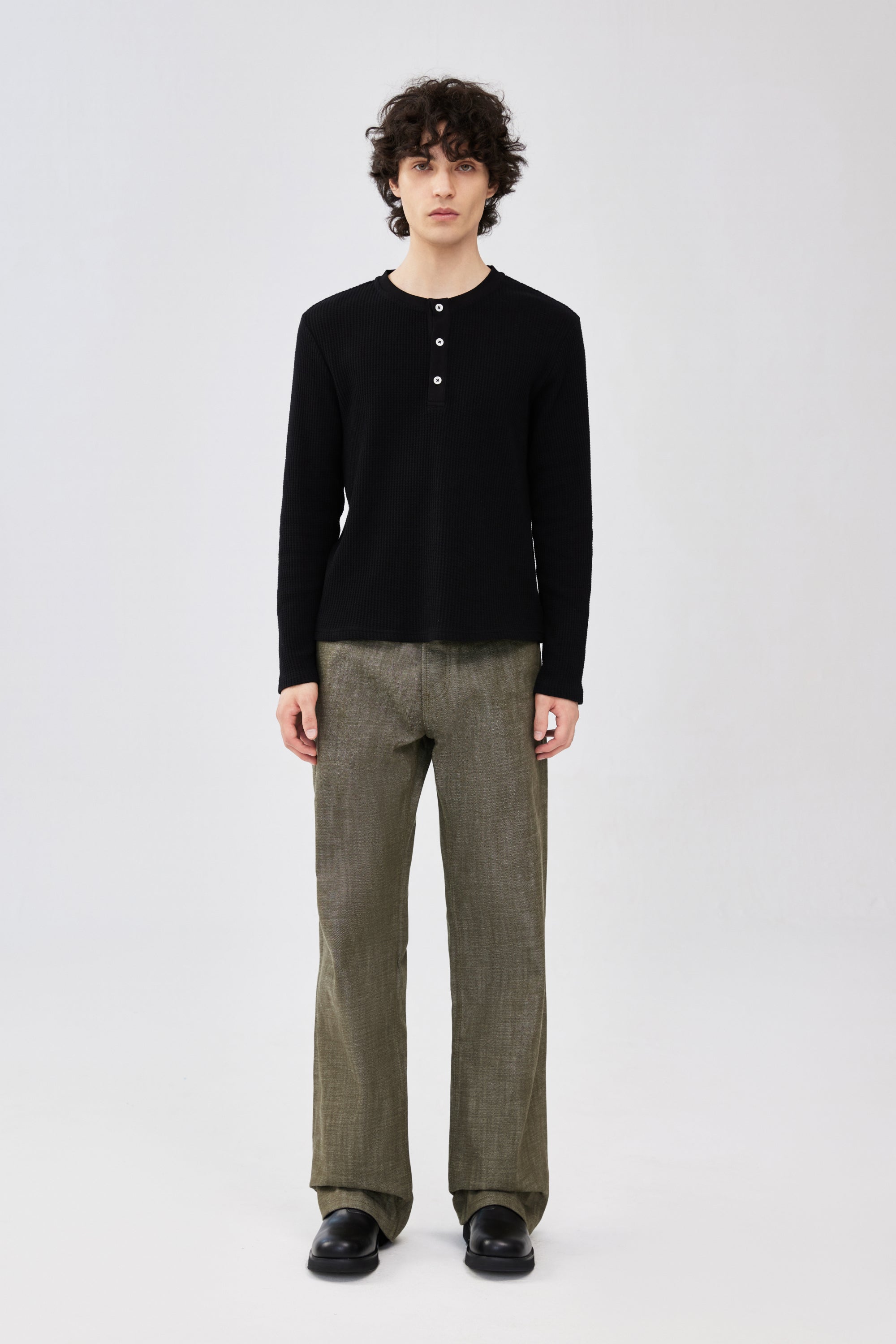 Waffle Henley - Black