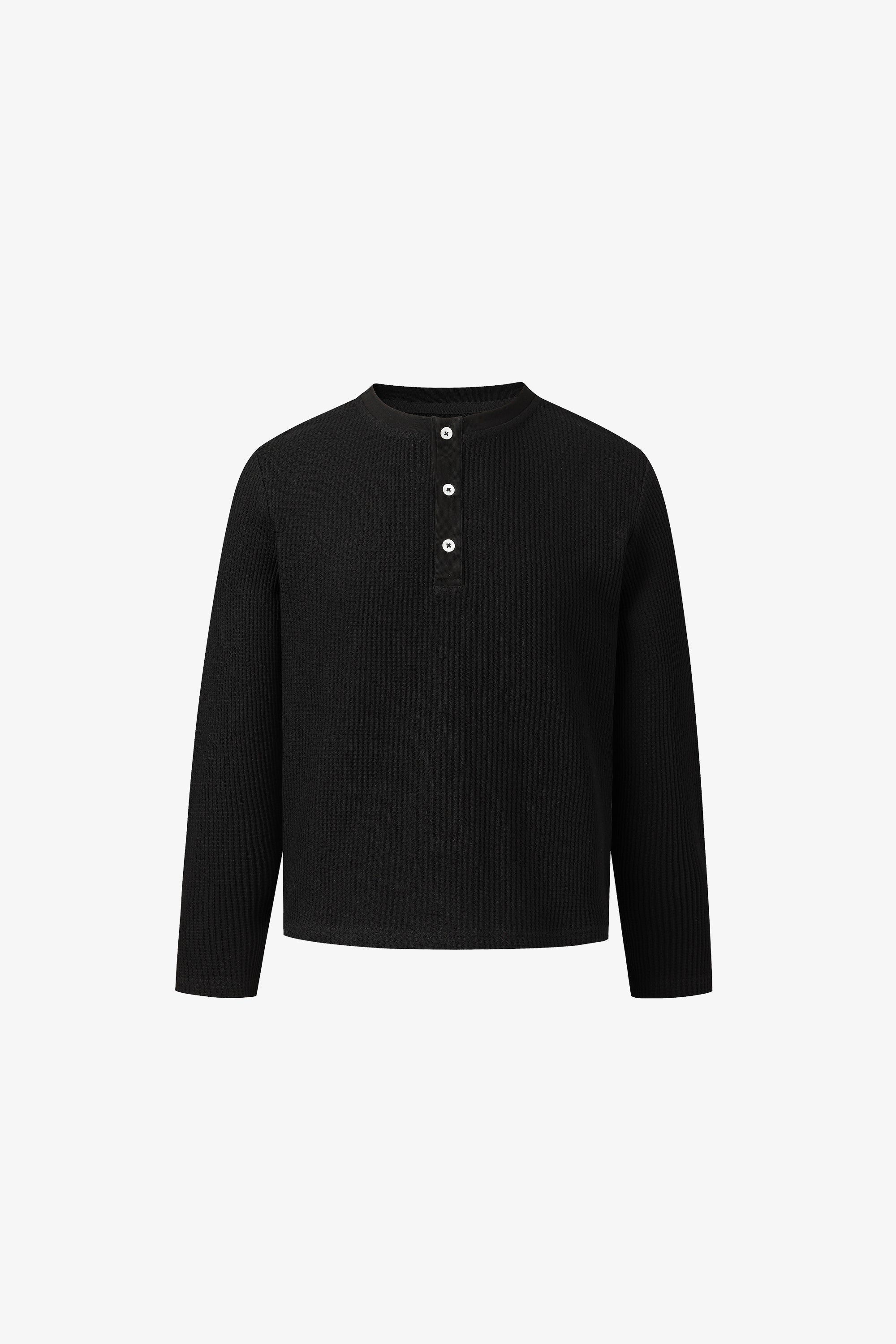 Waffle Henley - Black