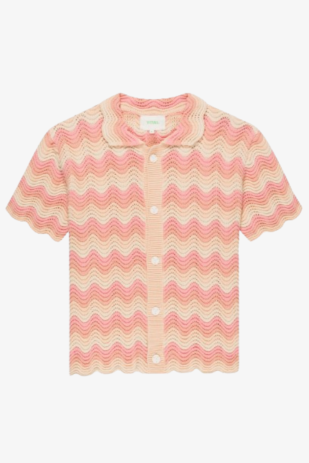 Peach Gradient Shale Stitch Button-Up