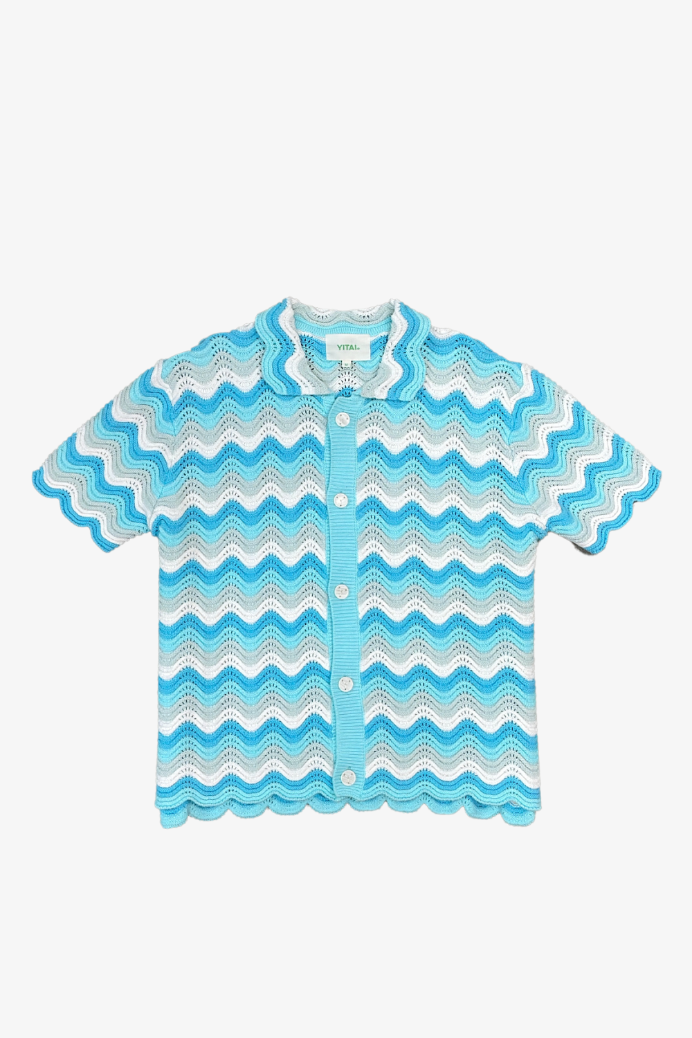 Blue Gradient Shale Stitch Button-Up