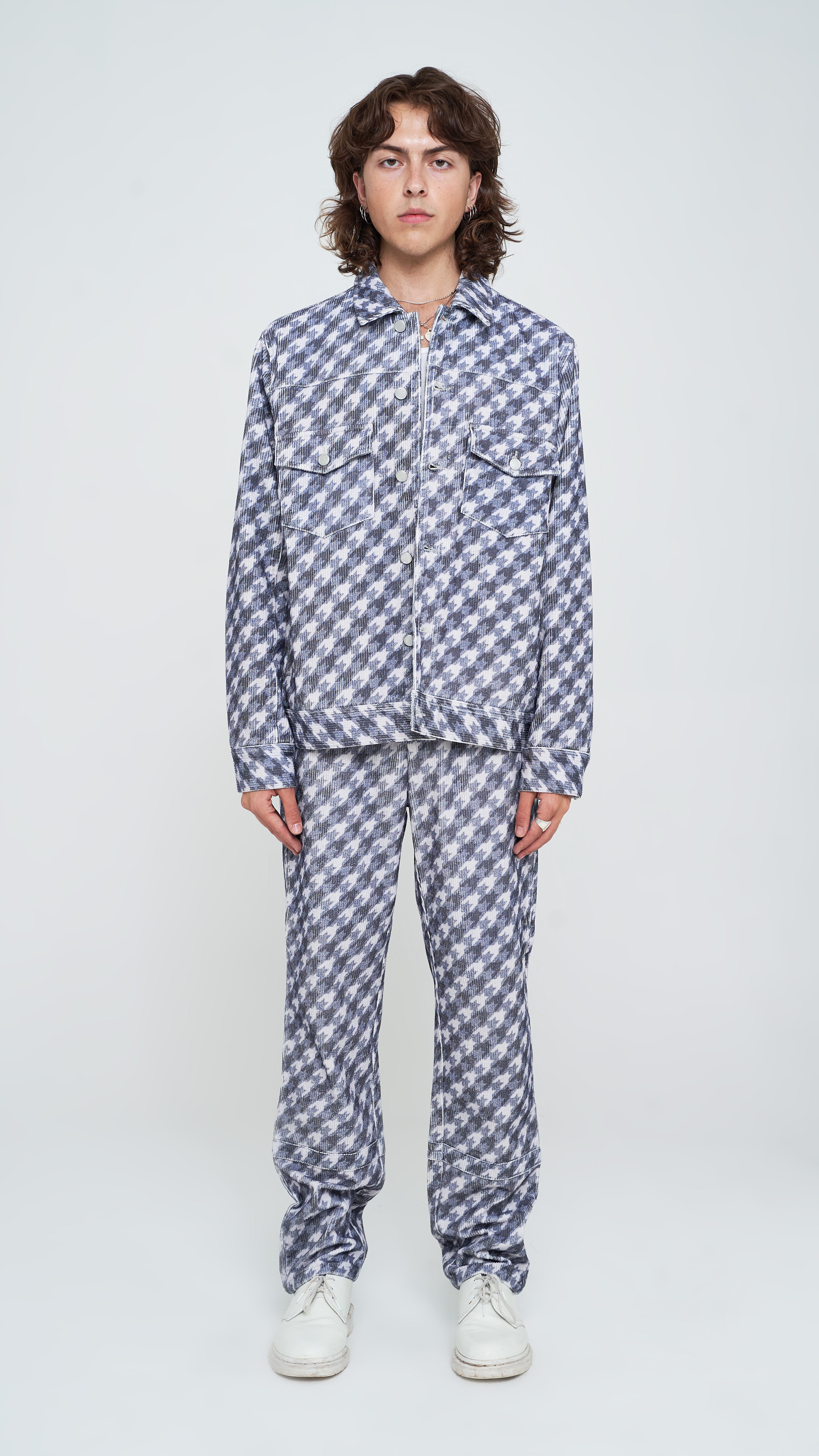 Trompe L'oeil Corduroy Houndstooth Jacket