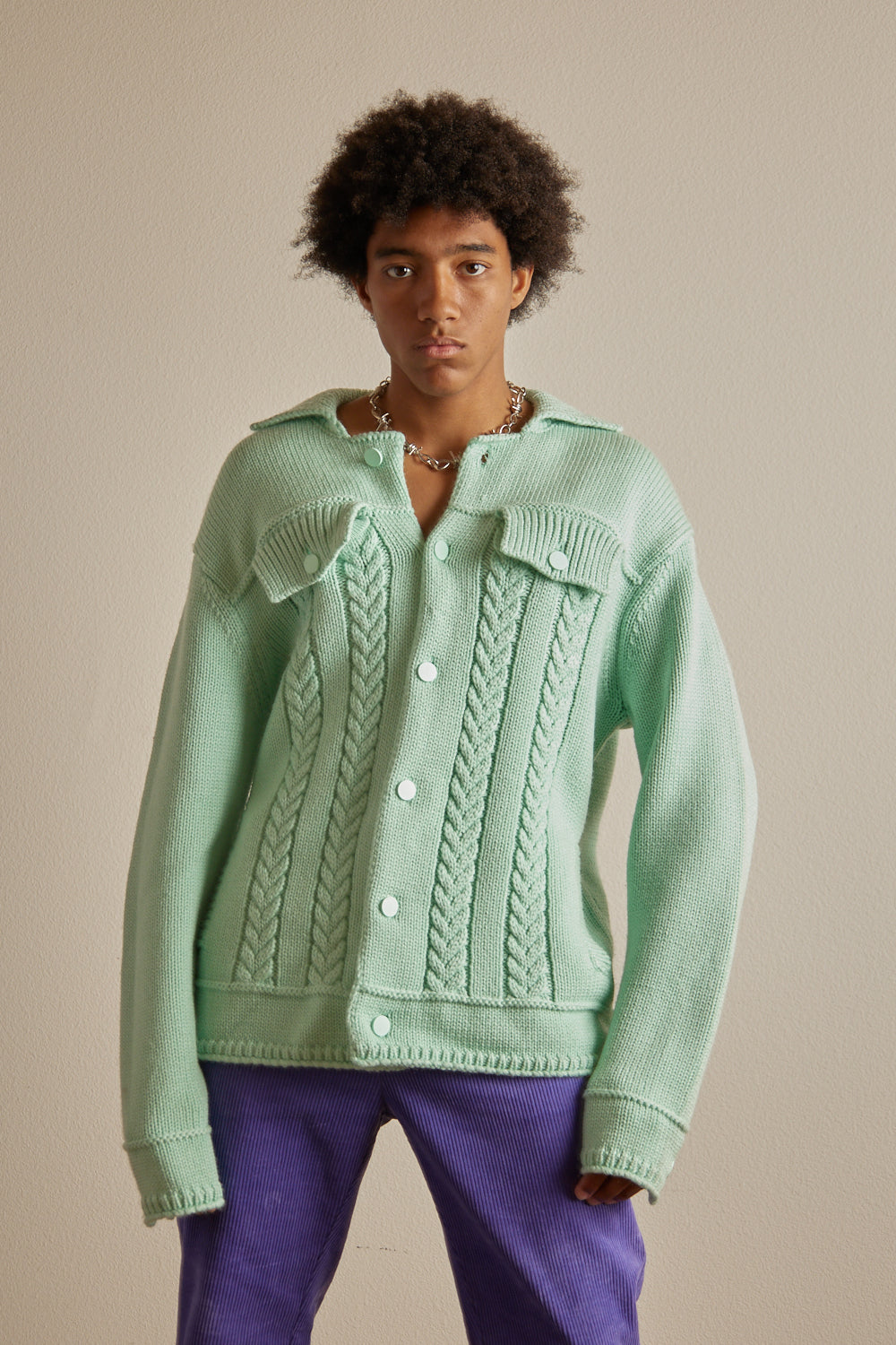 Aqua Mint Knitted Cardigan Jacket