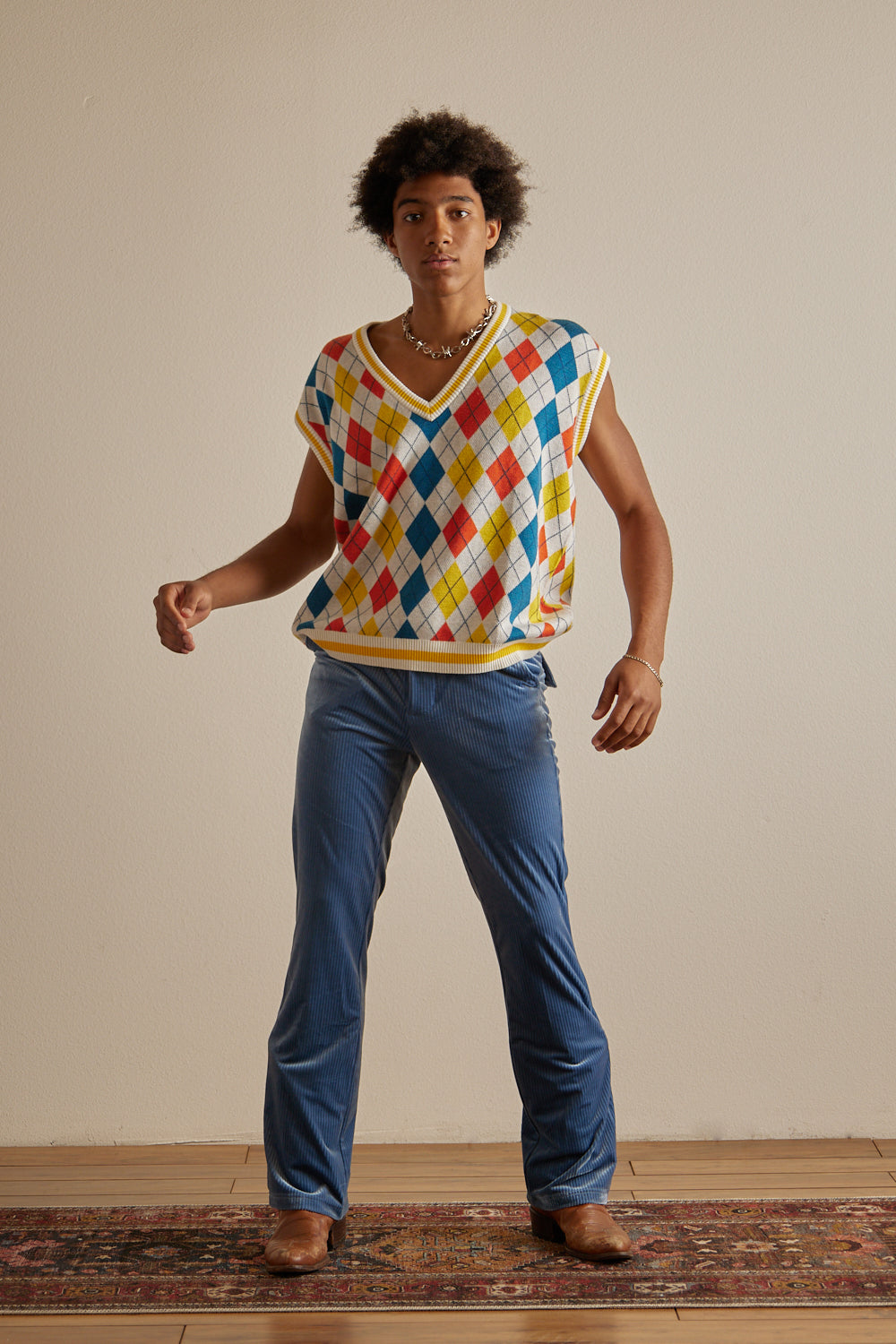 "Primaries" Argyle Knit Vest