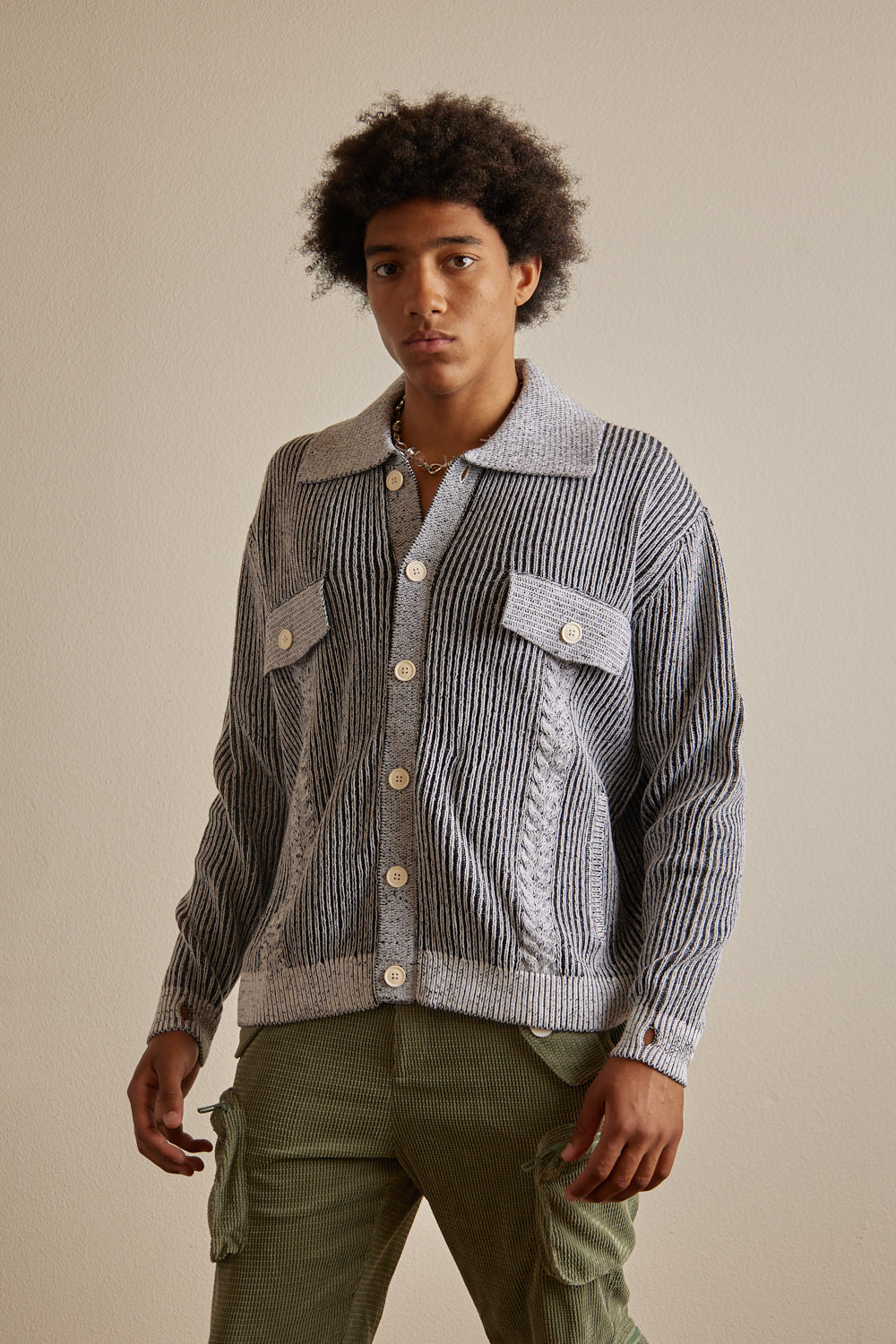 Oreo Melange Knit Cardigan Jacket