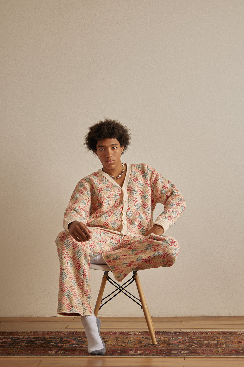 Checkmate Diamond Knit Flared Pant