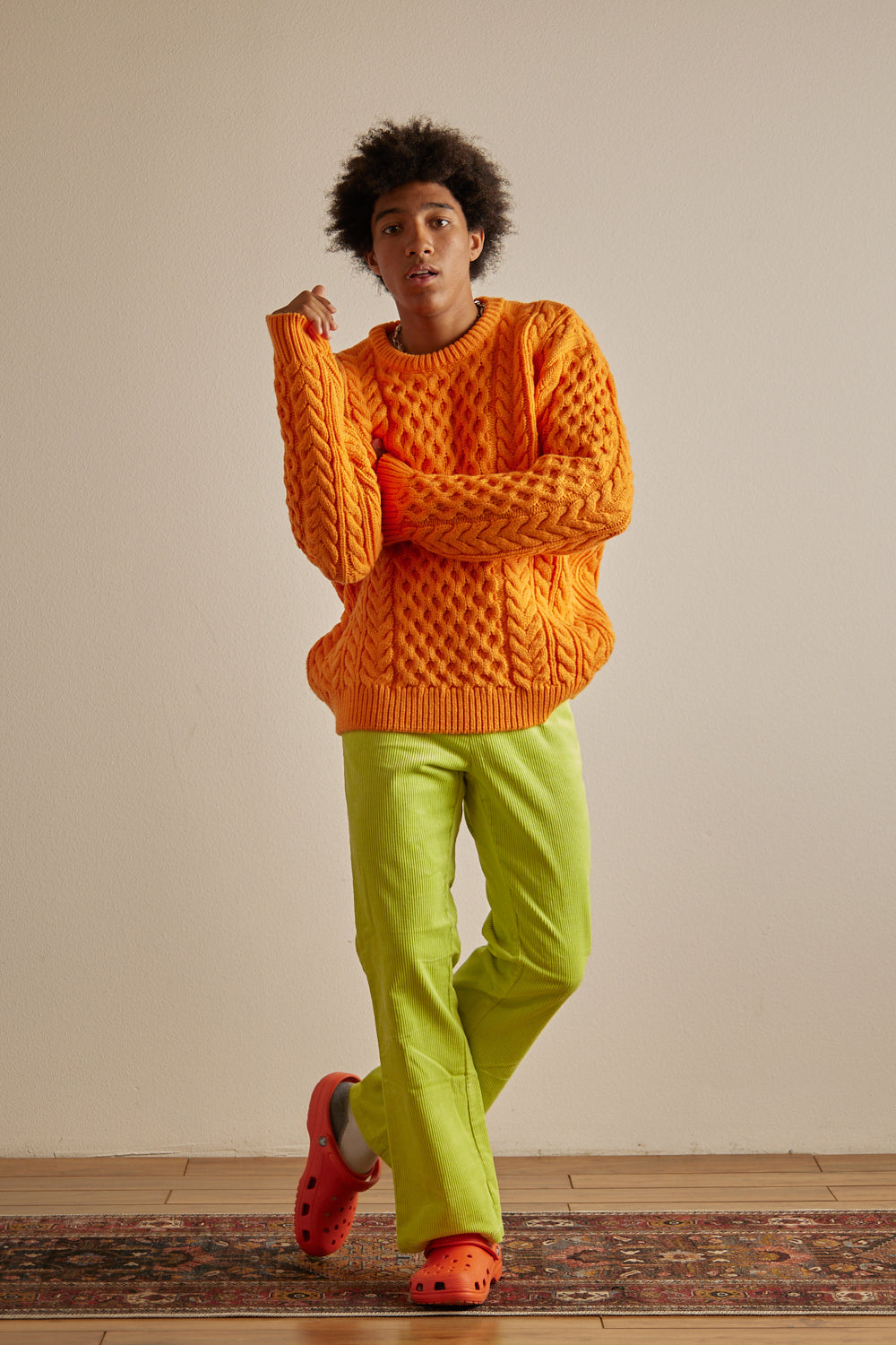 Blood Orange Cable Knit Sweater