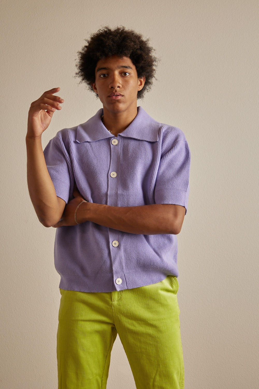 Solid Lavender Short Sleeve Cardigan