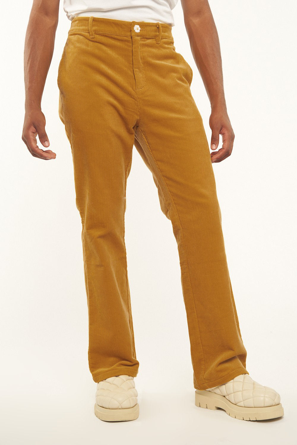 Saffron Yellow Corduroy Flared Trousers