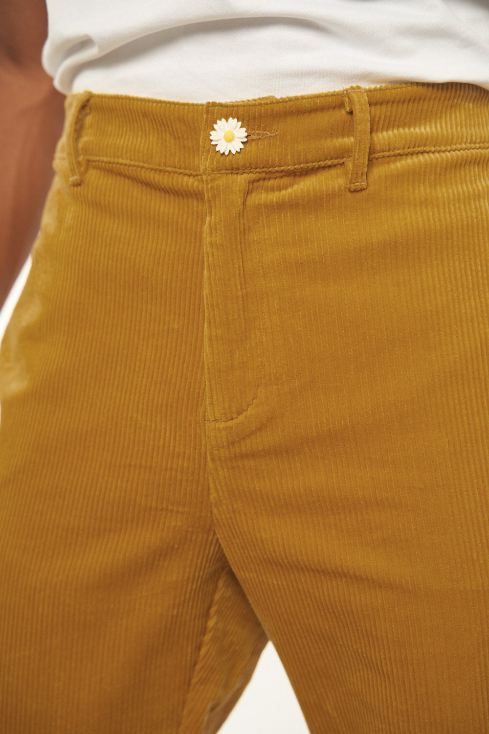 Saffron Yellow Corduroy Flared Trousers