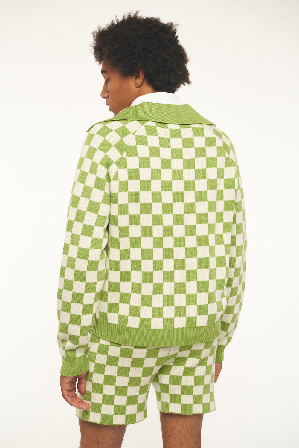 Green Ash Checkered Knit Cardigan